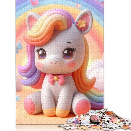 1000-teiliges niedliches Einhorn-Puzzle für Erwachsene und Jugendliche, Papierpuzzle für Familienspaß und Spielabende, 1000 Teile (38 x 26 cm) von POLIUAWS