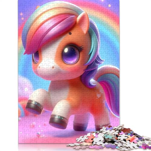 1000-teiliges süßes Einhorn-Puzzle für Erwachsene und Jugendliche, Holzpuzzle, nachhaltige Puzzles für Erwachsene | 1000-teilige Spiele (75x50cm) von POLIUAWS