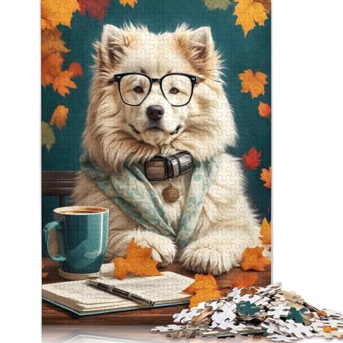 1000-teiliges süßes Samojeden-Studien-Puzzle für Erwachsene und Teenager, 1000 Teile (75 x 50 cm) von POLIUAWS
