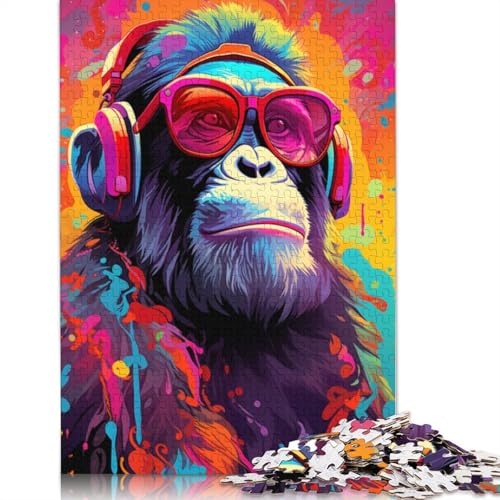 AFFE mit Kopfhörern, Puzzle für Erwachsene ab 18 Jahren, Lernspiele, Puzzle für Erwachsene und Kinder, 1000 Teile (75 x 50 cm) von POLIUAWS
