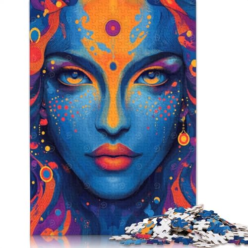 Abstraktes Hindu-Göttinnenporträt, 1000-teiliges Papierpuzzle für Erwachsene, Puzzle, Lernspiel, Herausforderungsspielzeug, 1000 Stück (75 x 50 cm) von POLIUAWS