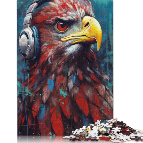 Adler mit Kopfhörern, 1000-teiliges Puzzle für Erwachsene und Teenager, Teenager, Mann, Frau, Geschenk, 1000 Teile (38 x 26 cm) von POLIUAWS