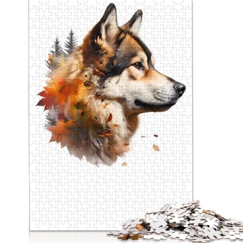 Akita Dog Flower Gift Puzzle 1000-teilige Schwer Puzzle Spielzeug Lernspiel Impossible Herausforderung Spielzeug Für Erwachsene Und Kinder in Bewährter 1000pcs (38x26cm) von POLIUAWS