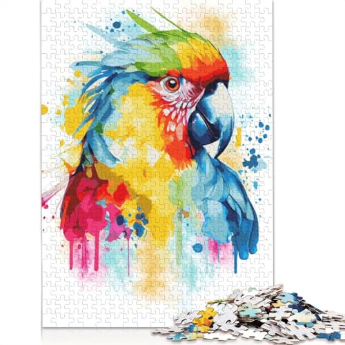 Aquarell-Ara-Gemälde, 1000-teiliges Puzzle für Erwachsene, Spielzeug, Denkspiel, Lernspiel für Erwachsene, Stressabbau, Heimdekoration, 1000 Stück (75 x 50 cm) von POLIUAWS