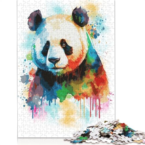 Aquarell-Panda-Malpuzzle, 1000 Teile, Puzzle für Erwachsene, Lernspielzeug, Familienspiele, Festival- und Geburtstagsgeschenke, 1000 Teile (38 x 26 cm) von POLIUAWS