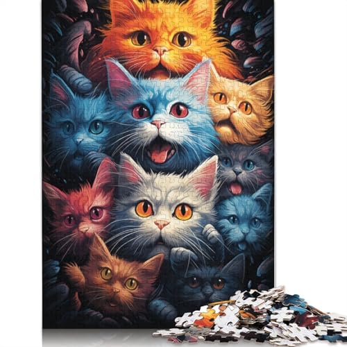 Aquarellmalerei-Katzen-Puzzle, schwierig, 100% recycelter Karton, Puzzle für Frauen und Männer, 1000 Teile (75 x 50 cm) von POLIUAWS