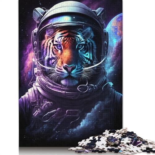 Astronaut Art Tiger Puzzle für Erwachsene, Spielzeug, Lernspiel, Puzzlespiele für Erwachsene für Kinder, 1000 Teile (75 x 50 cm) von POLIUAWS