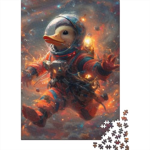 Astronaut Ente Puzzle, 1000 Teile, für Erwachsene, Holzpuzzle, Lernspiele für Zuhause, Bastelspielzeug, 1000 Teile (75 x 50 cm) von POLIUAWS