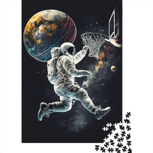 Astronaut Puzzle 1000 Teile Puzzle Basketball Platz 1 für Erwachsene, Holzpuzzle für Erwachsene, Teenager, Männer und Frauen, Geschenk 1000 Teile (75x50cm) von POLIUAWS