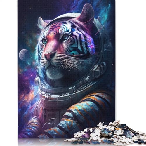Astronaut Tiger Puzzle für Erwachsene, 100% Recyclingpapier, 1000 Teile, Puzzles für Erwachsene für Kinder, 1000 Teile (75 x 50 cm) von POLIUAWS