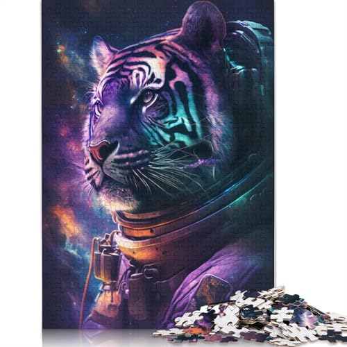 Astronaut Tiger Puzzle für Erwachsene, 100% Recyclingpapier, 1000 Teile, Puzzles für Erwachsene für Kinder, 1000 Teile (75 x 50 cm) von POLIUAWS
