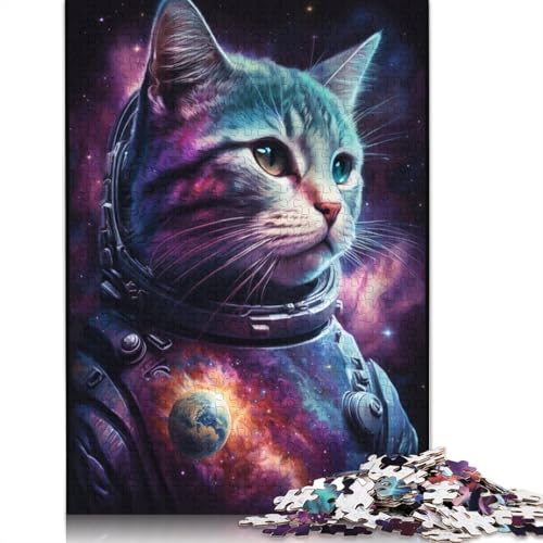 Astronauten-Kunst-Katzen-Puzzle für Erwachsene, Lernspiel, Puzzle, Kinder ab 12 Jahren, 1000 Teile (75 x 50 cm) von POLIUAWS