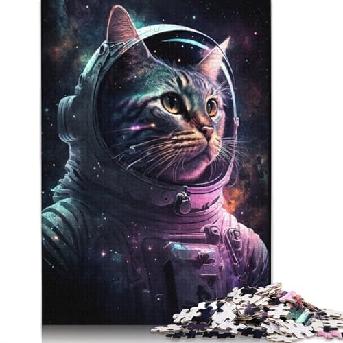 Astronauten-Kunst-Katzen-Puzzle für Erwachsene, Premium-Puzzle aus 100% recyceltem Brett, schwierige Puzzles für Kinder ab 12 Jahren, 1000 Teile (75 x 50 cm) von POLIUAWS