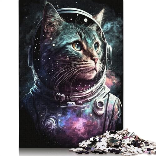 Astronauten-Kunst-Katzen-Puzzles für Erwachsene ab 18 Jahren, Lernspiele, Puzzle für Erwachsene und Kinder, 1000 Teile (75 x 50 cm) von POLIUAWS