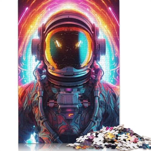 Astronauten Kunstpuzzle 1000 Teile für Erwachsene, Halloween-Geschenk, Lernspielzeug, 1000 Teile (38 x 26 cm) von POLIUAWS