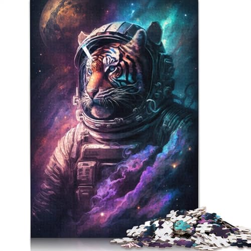 Astronauten-Tiger-Puzzle, farbenfrohe, Coole Puzzles für Kinder ab 12 Jahren, 1000 Teile (75 x 50 cm) von POLIUAWS