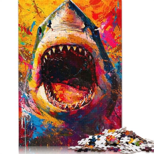 Ausdrucksstarkes Hai-Puzzle mit 1000 Teilen. Familienspaß-Puzzles für Erwachsene und anspruchsvolle Spiele, Spiele zum Stressabbau und einzigartige Geschenke. 1000 Teile (75 x 50 cm) von POLIUAWS