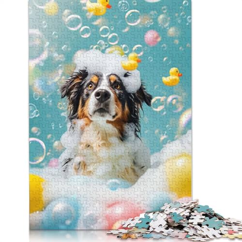 Australian Shepherd Dog Puzzle 1000-teilige Schwer Puzzle Spielzeug Lernspiel Impossible Herausforderung Spielzeug Für Erwachsene Und Kinder in Bewährter 1000pcs (75x50cm) von POLIUAWS