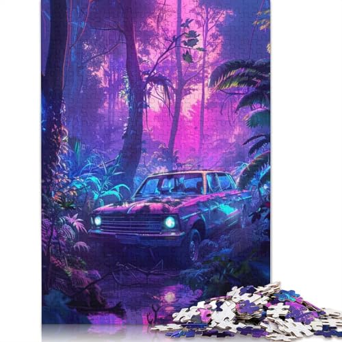 Autofahren unter Sonnenuntergang, Puzzle, Dekompressionsspielzeug, rechteckiges Papierpuzzle für Kinder und Erwachsene ab 12 Jahren, 1000 Teile (38 x 26 cm) von POLIUAWS