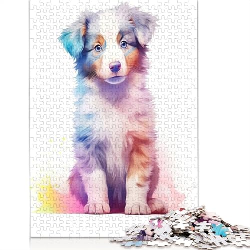 Baby Australian Shepherd 1000-teiliges Puzzle für Erwachsene und ab 18 Jahren – Familienaktivitäts-Puzzle, Lernspiele, schwierig und herausfordernd, 1000 Teile (75 x 50 cm) von POLIUAWS