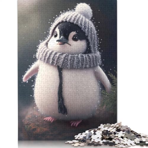 Baby-Pinguin-Puzzle 1000 Teile für Erwachsene, Holzpuzzle, Gehirntraining, Herausforderungsspiel, Unterhaltungsgeschenke, Familienaktivität, 1000 Stück (38 x 26 cm) von POLIUAWS