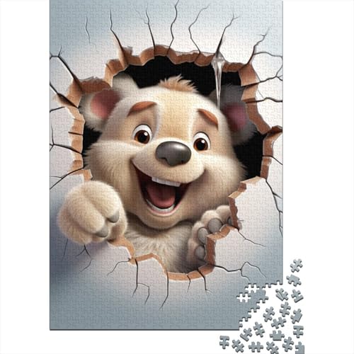 Bär-Puzzle, 1000 Teile, für Erwachsene und Jugendliche, Holzpuzzle, pädagogisches Spiel, Herausforderungsspielzeug, 1000 Teile (75 x 50 cm) von POLIUAWS