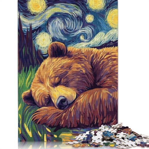 Bär schläft unter der Sternennacht, 1000-teiliges Puzzle für Erwachsene, Spielzeug, Denkspiel, Lernspiel für Erwachsene, Stressabbau, Heimdekoration, 1000 Teile (75 x 50 cm) von POLIUAWS