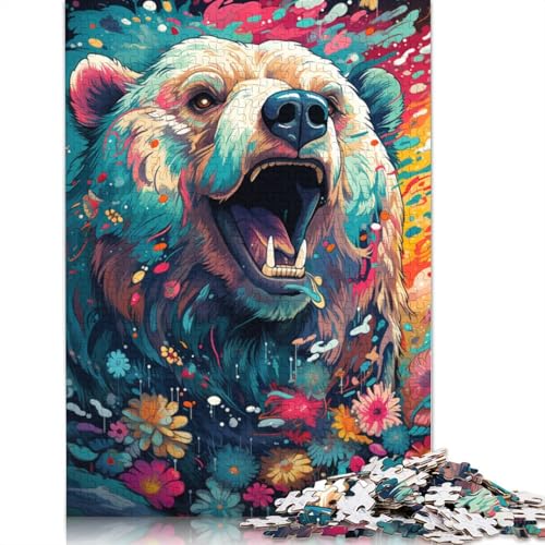 Bären-buntes psychedelisches Puzzle, Dekompressionsspielzeug, rechteckiges Papierpuzzle für Kinder und Erwachsene ab 12 Jahren, 1000 Teile (38 x 26 cm) von POLIUAWS
