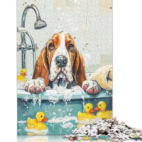 Basset Hound Dog 1000-teiliges Puzzle für Teenager, Geschenke, Papierpuzzle, Puzzle für Erwachsene, Lernspiele für zu Hause, DIY-Spielzeug, 1000 Teile (75 x 50 cm) von POLIUAWS