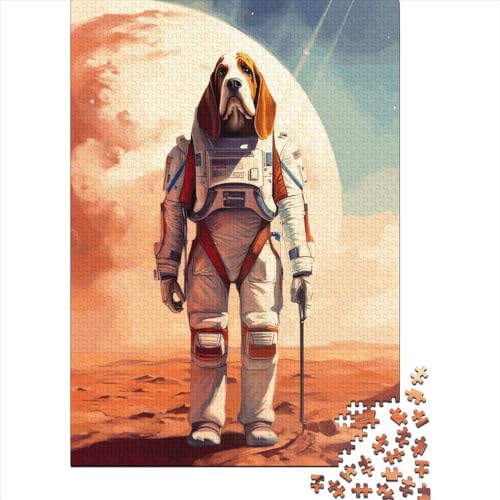 Basset Hound Mars 1000 Teile Puzzle für Erwachsene, Papierpuzzle für Erwachsene, Lernspiele für Zuhause, DIY-Spiele, 1000 Teile (38 x 26 cm) von POLIUAWS