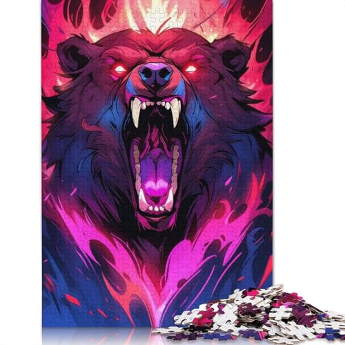 Bear Grizzly Fury Puzzle 1000 Teile Schwer Puzzle Spielzeug Lernspiel Impossible Herausforderung Spielzeug Für Erwachsene Kinder 1000pcs (38x26cm) von POLIUAWS