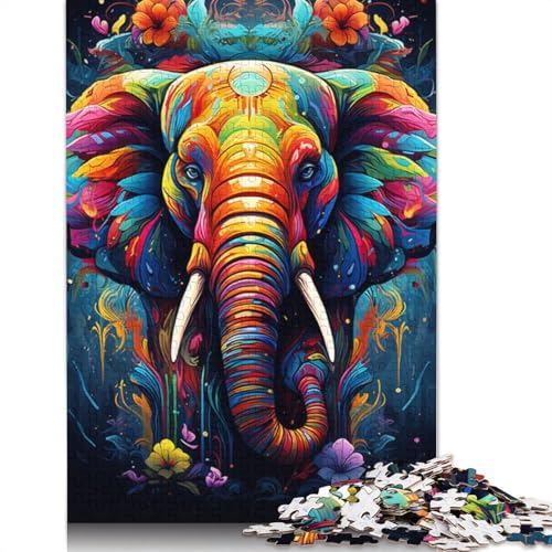 Bizarres, buntes Elefanten-Puzzle, Denksportaufgabe, Premium-Karton-Puzzle für Kinder und Erwachsene ab 12 Jahren, 1000 Teile (38 x 26 cm) von POLIUAWS