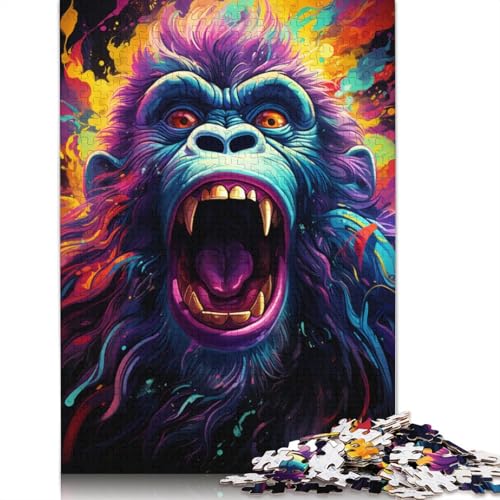 Bizarres buntes Affen-Puzzle, Dekompressionsspielzeug, rechteckiges Papier-Puzzle für Kinder und Erwachsene ab 12 Jahren, 1000 Teile (75 x 50 cm) von POLIUAWS