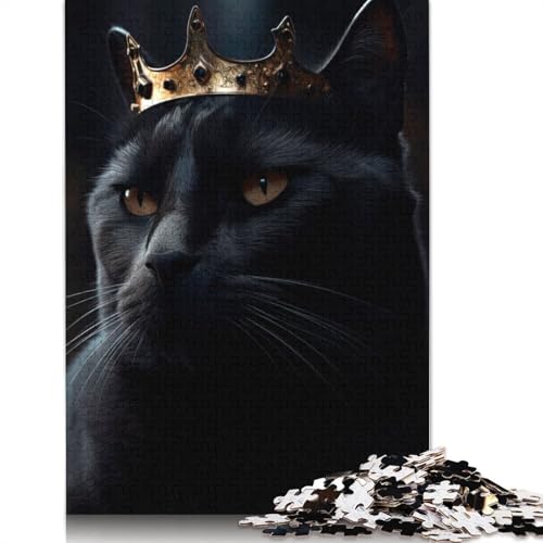 Black Cat Portrait Puzzle 1000 Teile Schwer Puzzle Spielzeug Lernspiel Impossible Herausforderung Spielzeug Für Erwachsene Und Kinder in Bewährter 1000pcs (38x26cm) von POLIUAWS