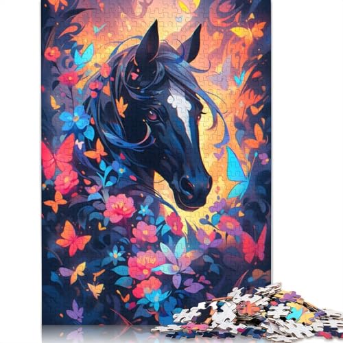 Black Horse Neighs Puzzles 1000 Teile Schwer Puzzle Spielzeug Pädagogisches Spiel Impossible Herausforderung Spielzeug Für Erwachsene Kinder 1000pcs (38x26cm) von POLIUAWS