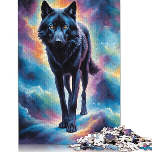 Black Wolf Cosmic Poster Puzzle 1000-teilige Schwer Puzzle Spielzeug Lernspiel Impossible Herausforderung Spielzeug Für Erwachsene Kinder 1000pcs (38x26cm) von POLIUAWS
