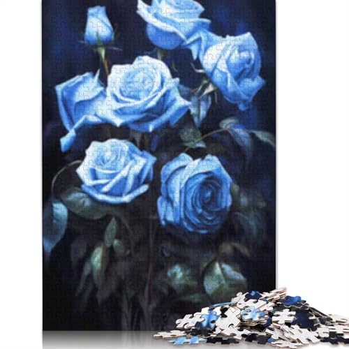 Blaue Rosen Puzzle für Erwachsene, 1000 Teile Puzzle für Teenager, Lernspiel, Spielzeug, Weihnachtsgeschenke, 1000 Teile (75x50cm) von POLIUAWS
