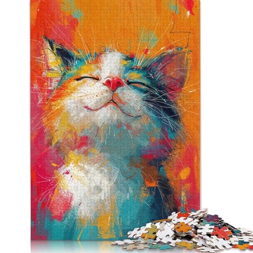 Blissful Cat Whiskers Puzzle 1000 Teile Schwer Puzzle Spielzeug Lernspiel Impossible Herausforderung Spielzeug Für Erwachsene Kinder 1000pcs (75x50cm) von POLIUAWS