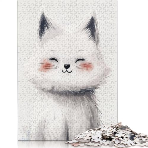Blissful Feline Smile Puzzles 1000 Teile Schwer Puzzle Spielzeug Lernspiel Impossible Herausforderung Spielzeug Für Erwachsene Und Kinder Ab 12 Jahren 1000pcs (75x50cm) von POLIUAWS