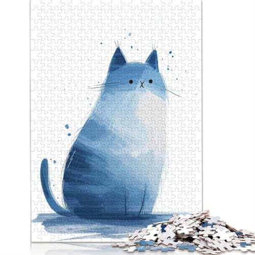 Blue Whisker Bliss Puzzles 1000 Teile Schwer Puzzle Spielzeug Lernspiel Impossible Herausforderung Spielzeug Für Erwachsene Und Kinder in Bewährter 1000pcs (38x26cm) von POLIUAWS