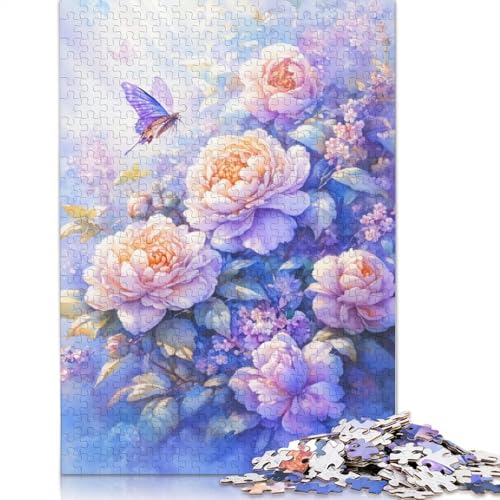 Blumen- und Schmetterlings-Puzzle, Denksportaufgabe, 100% recycelter Karton, Puzzle für Kinder und Erwachsene ab 12 Jahren, 1000 Teile (38 x 26 cm) von POLIUAWS