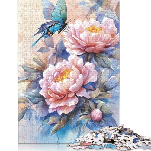 Blumen- und Schmetterlingspuzzle, Familienspaß, rechteckiges Papierpuzzle für Kinder und Erwachsene ab 12 Jahren, Geburtstagsgeschenk, 1000 Teile (38 x 26 cm) von POLIUAWS