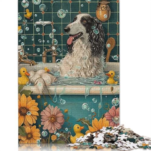 Borzoi-Hunde-Puzzles für Erwachsene, 1000-teiliges Puzzle für Teenager, Lernspiel, Herausforderungsspielzeug, 1000 Stück (38 x 26 cm) von POLIUAWS