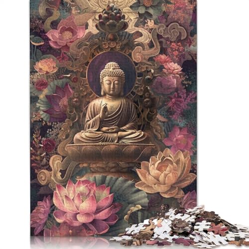 Buddha-Statue-Puzzle, Denksportaufgabe, rechteckiges Papier-Puzzle für Erwachsene, 1000 Teile (75 x 50 cm) von POLIUAWS