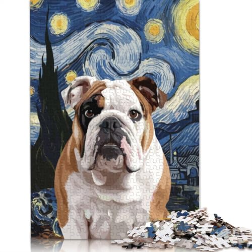 Bulldog Sternennacht 1000-teiliges Puzzle für Erwachsene, Familienspiel, Teenager, Puzzle 1000 Teile (38 x 26 cm) von POLIUAWS