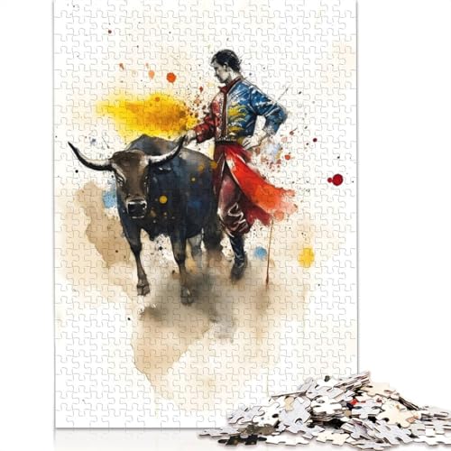 Bulle, Stierkämpfer, 1000-teiliges Puzzle für Erwachsene, Spielzeug, Denkspiel, Lernspiel für Erwachsene, Stressabbau, Heimdekoration, 1000 Teile (75 x 50 cm) von POLIUAWS