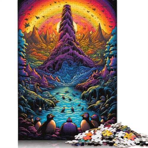 Bunte Pinguine4 Puzzle, Familienspaß, rechteckiges Papierpuzzle für Jungen oder Mädchen, 1000 Teile (75 x 50 cm) von POLIUAWS
