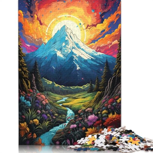 Bunte Psychedelia der skandinavischen Berge, Puzzle, Dekompressionsspielzeug, rechteckiges Papierpuzzle für Kinder und Erwachsene, (75 x 50 cm) von POLIUAWS