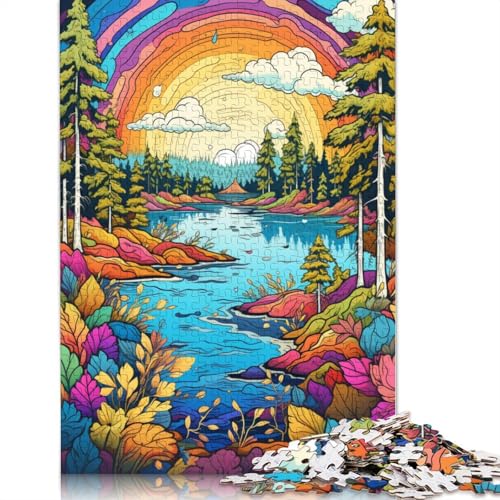 Bunte Psychedelia in Lakeland, Finnland. Puzzle, schwierige Herausforderung, 100% recycelter Karton, Puzzle für Erwachsene, (75 x 50 cm) von POLIUAWS