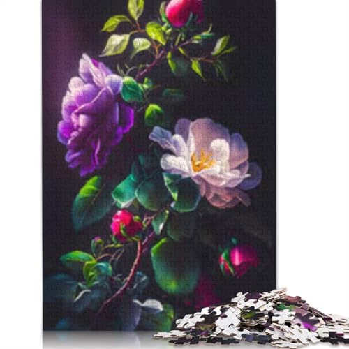 Bunte Puzzle 1000 Teile Gemälde Blumen für Erwachsene, Halloween-Geschenk, Holzpuzzle für Erwachsene, Familienspaß und Spieleabend, 1000 Teile (75x50cm) von POLIUAWS